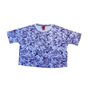 Nike Graphic Floral Print Oversized Cropped Cotton Top Purple White Size S